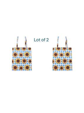 LOT / BUNDLE 2 bags -SKINNYDIP Sunflowers floral canvas foldable reusable totes